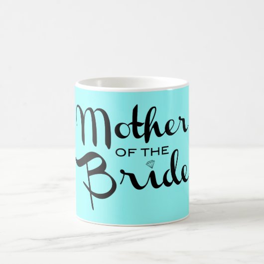 Moeder van Bride Retro Script Black op Aqua Koffiemok (Center)