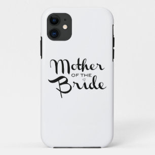 Moeder van Bride Retro Script Black op wit iPhone 11 Hoesje