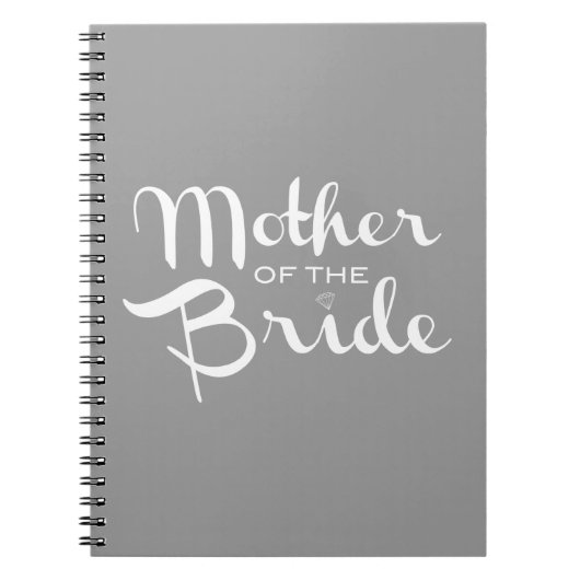 Moeder van Bride Retro Script White op grijs Notitieboek (Voorkant)