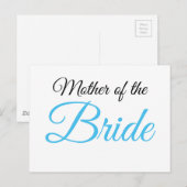 Moeder van Bride Script Blue Briefkaart (Voorkant / Achterkant)
