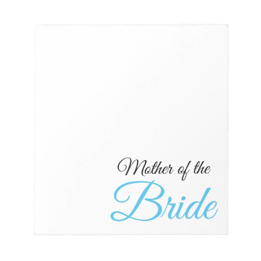 Moeder van Bride Script Blue Notitieblok (Voorkant)