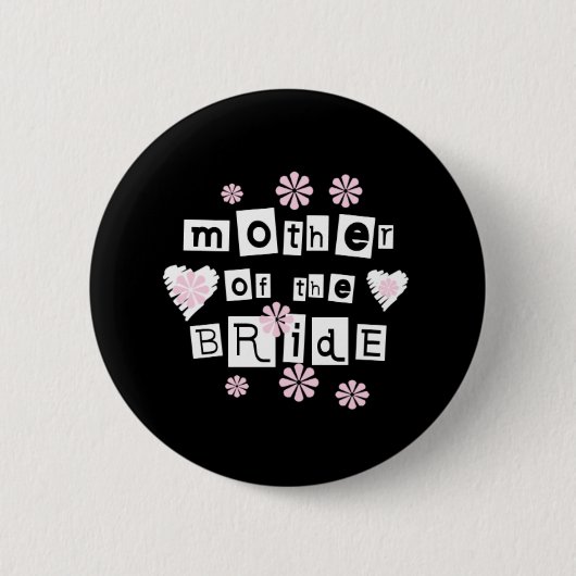 Moeder van Bride White op zwart Ronde Button 5,7 Cm (Voorkant)