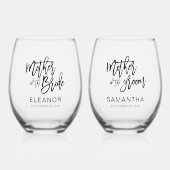 Moeder van bruid & bruidegom Gifts Naam Datum Brui Wijnglas Zonder Voet (Voorkant)