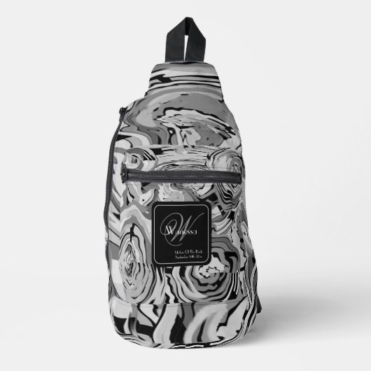 Moeder van bruid Gift Modern Patroon Chic Monogram Sling Bag (Voorkant)