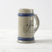Moeder van bruidegom geschenk script modern monogr bierpul (Voorkant rechts)