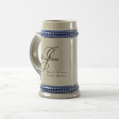 Moeder van bruidegom geschenk script modern monogr bierpul (Voorkant links)
