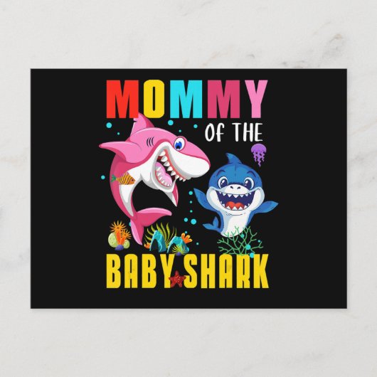 Moeder van de Baby Shark T-shirt verjaardag oma Sh Uitnodiging Briefkaart (Voorkant)