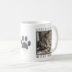 Moeder van de Beste Kat ter Wereld Zilveren Glitte Koffiemok