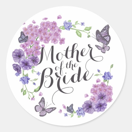 Moeder van de Bride Butterflies Wedding Sticker (Voorkant)