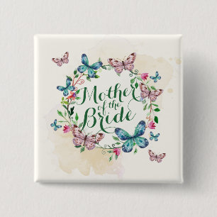 Moeder van de Bride Butterfly Wreath Pin Button