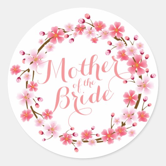 Moeder van de Bride Cherry Blossom Wedding Sticker (Voorkant)
