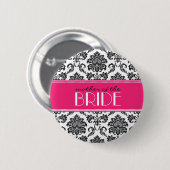 Moeder van de Bride Damask Button in Fuchsia (Voorkant /achterkant)