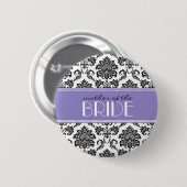 Moeder van de Bride Damask Button in Paars (Voorkant /achterkant)
