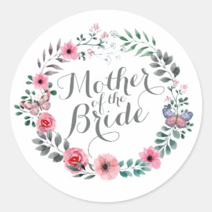 Moeder van de Bride Elegant Floral Wedding Sticker