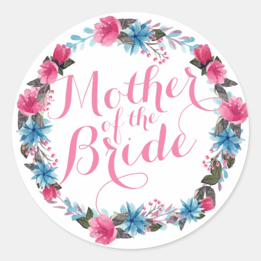 Moeder van de Bride Elegant Floral Wedding Sticker (Voorkant)
