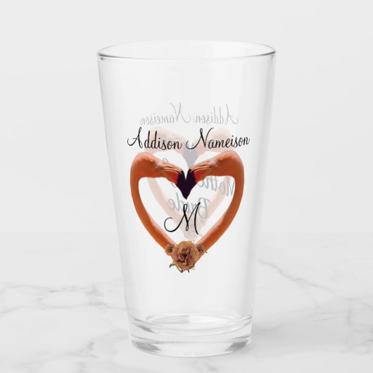 Moeder van de Bride Flamingo Wedding Heart Glas (Voorkant)