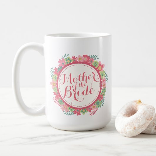 Moeder van de Bride Floral Wedding Classic Mok (Met donut)