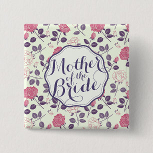 Moeder van de Bride Floral Wedding Pin Button