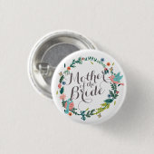 Moeder van de Bride Floral Wreath Wedding Button (Voorkant /achterkant)