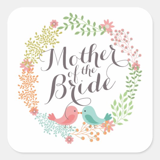 Moeder van de Bride Floral Wreath Wedding Sticker (Voorkant)