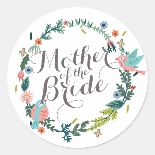 Moeder van de Bride Floral Wreath Wedding Sticker (Voorkant)