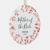 Moeder van de Bride gepersonaliseerde Rustic Leave Keramisch Ornament (Rechts)