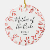 Moeder van de Bride gepersonaliseerde Rustic Leave Keramisch Ornament (Voorkant)