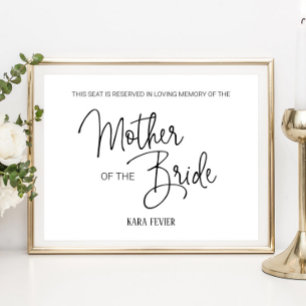 Moeder van de bride Gereserveerde Seat Memorial We Poster
