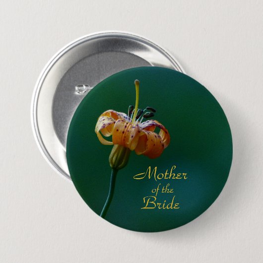 Moeder van de Bride, Golden Lily Button Pin (Voorkant /achterkant)