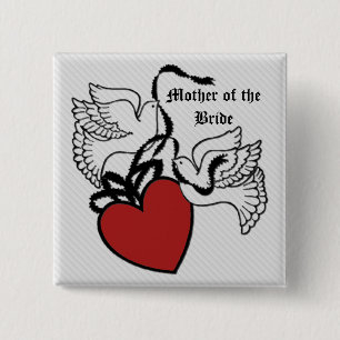 Moeder van de Bride Heart Doves Button
