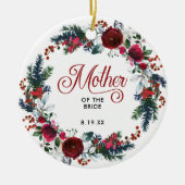 Moeder van de Bride Holiday Floral gepersonaliseer Keramisch Ornament (Voorkant)