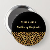 Moeder van de Bride Leopard Print Custom Name V2 Ronde Button 4,0 Cm (Voorkant /achterkant)