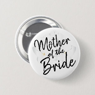 Moeder van de Bride - Manuscript Calligrafie Ronde Button 5,7 Cm