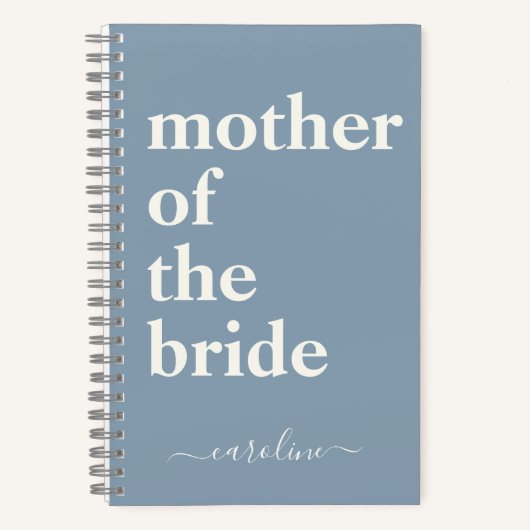 Moeder van de Bride Minimalist Modern Custom Blue Notitieboek (Voorkant)