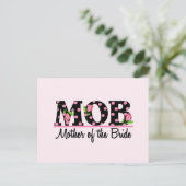 Moeder van de Bride (MOD) Tulip Lettering Briefkaart (Staand voorkant)