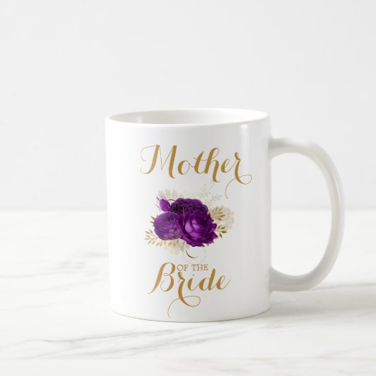 Moeder van de Bride Paars Gold Floral Coffee Mok (Rechts)
