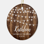 Moeder van de Bride Personalized Rustic Woodgrain Keramisch Ornament (Links)