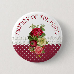 Moeder van de Bride Rose Bouquet Wedding Button