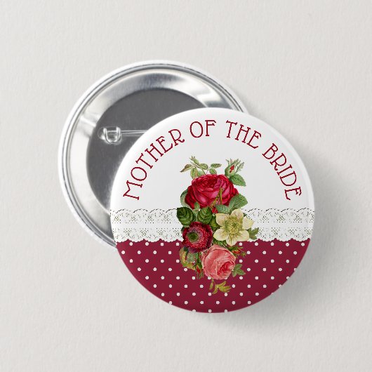 Moeder van de Bride Rose Bouquet Wedding Button (Voorkant /achterkant)