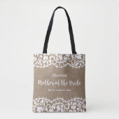 Moeder van de Bride Rustic Lace Burlap Custom Tote Bag (Voorkant)
