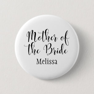 Moeder van de Bride Script Typografie met naam (30 Ronde Button 5,7 Cm