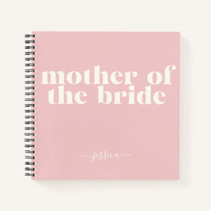 Moeder van de Bride Simple Modern Name Blush Pink Notitieboek