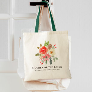 Moeder van de Bride Spring Floral roze rood wit Tote Bag