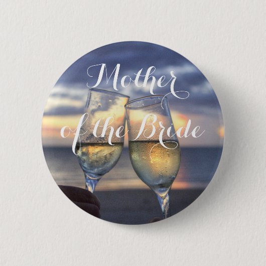 Moeder van de Bride Sunset on Beach Wedding Button (Voorkant)