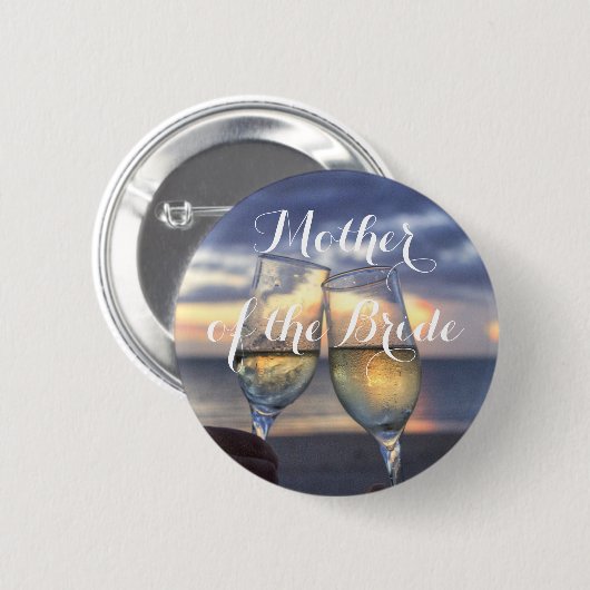 Moeder van de Bride Sunset on Beach Wedding Button (Voorkant /achterkant)