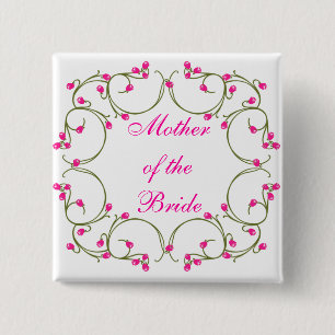Moeder van de Bride Vierkante Button 5,1 Cm