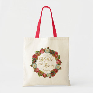 Moeder van de Bride Vintage Floral Wreath Wedding Tote Bag