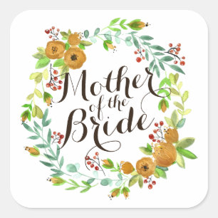 Moeder van de Bride Waterverf Weddin Sticker Seal