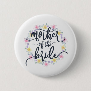 Moeder van de Bride Wedding Calligraphy Pin Button