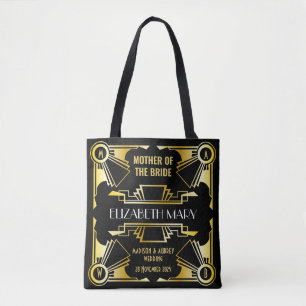 Moeder van de Bruid Art Deco Trouw Goud & Zwart Draagtas